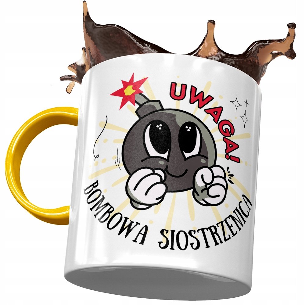 Kubek Żółty Dla Siostrzenicy na Urodziny Prezent z Nadrukiem ze Zdjęciem + Opakowanie na prezent (wzór 03)