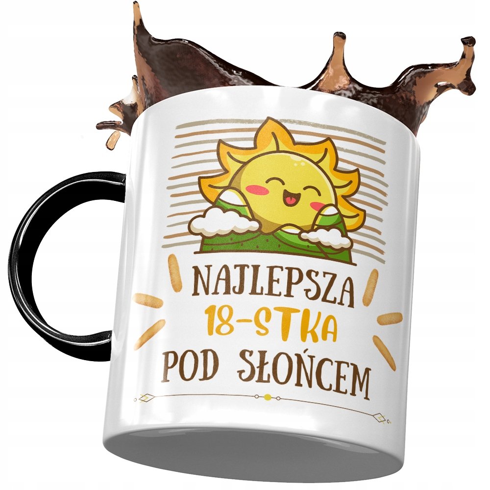 Kubek Czarny na Urodziny 18 18ste 18-ste Prezent z Nadrukiem ze Zdjęciem + Opakowanie na prezent (wzór 03)