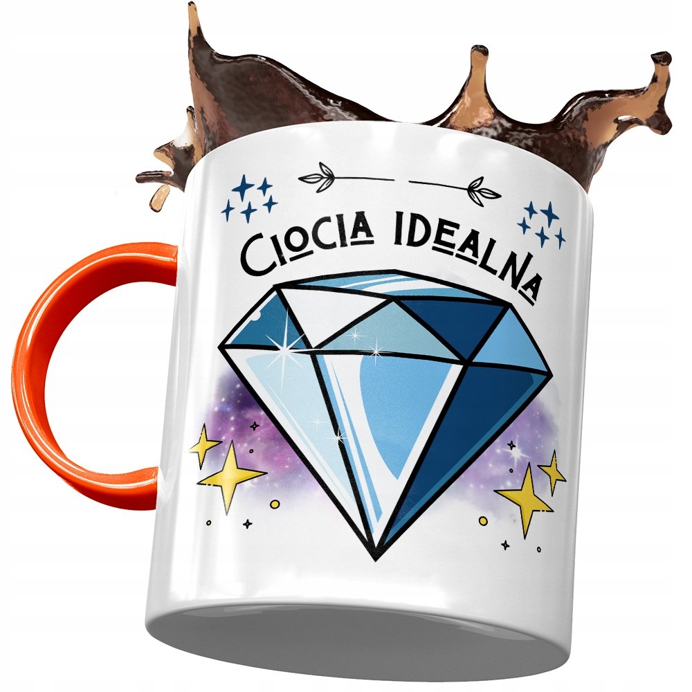 Kubek Pomarańczowy Dla Cioci Ciotuni na Prezent z Nadrukiem ze Zdjęciem + Opakowanie na prezent (wzór 03)