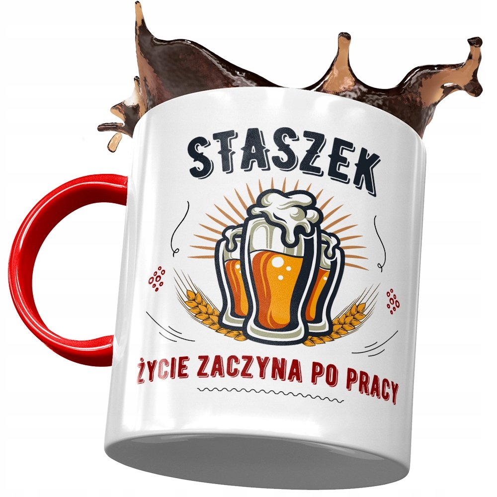 Kubek Czerwony dla Stanisława Staszka Kolegi Męża z Nadrukiem ze Zdjęciem + Opakowanie na prezent (wzór 04)