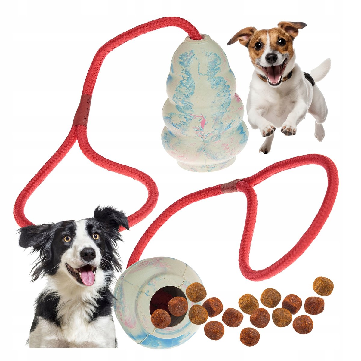 ZABAWKA dla psa do wypełnienia smakołykami ZE SZNUREM MOCNA na smaczki S/M