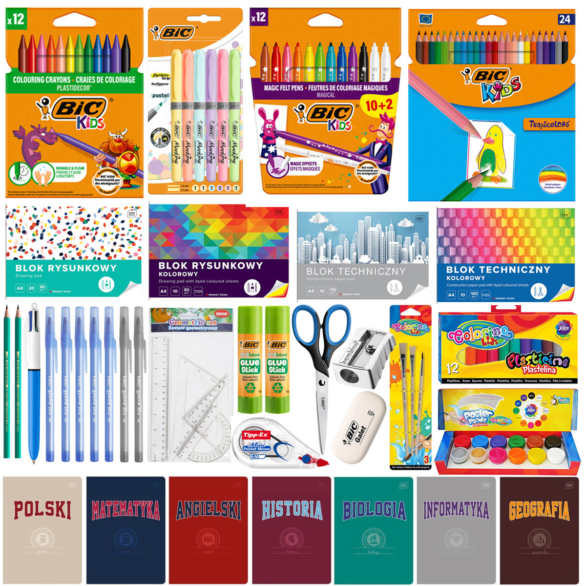 MEGA zestaw wyprawka szkolna do klas 4-6, BIC, XXL 89 elementów w tym 7 zeszytów przedmiotowych
