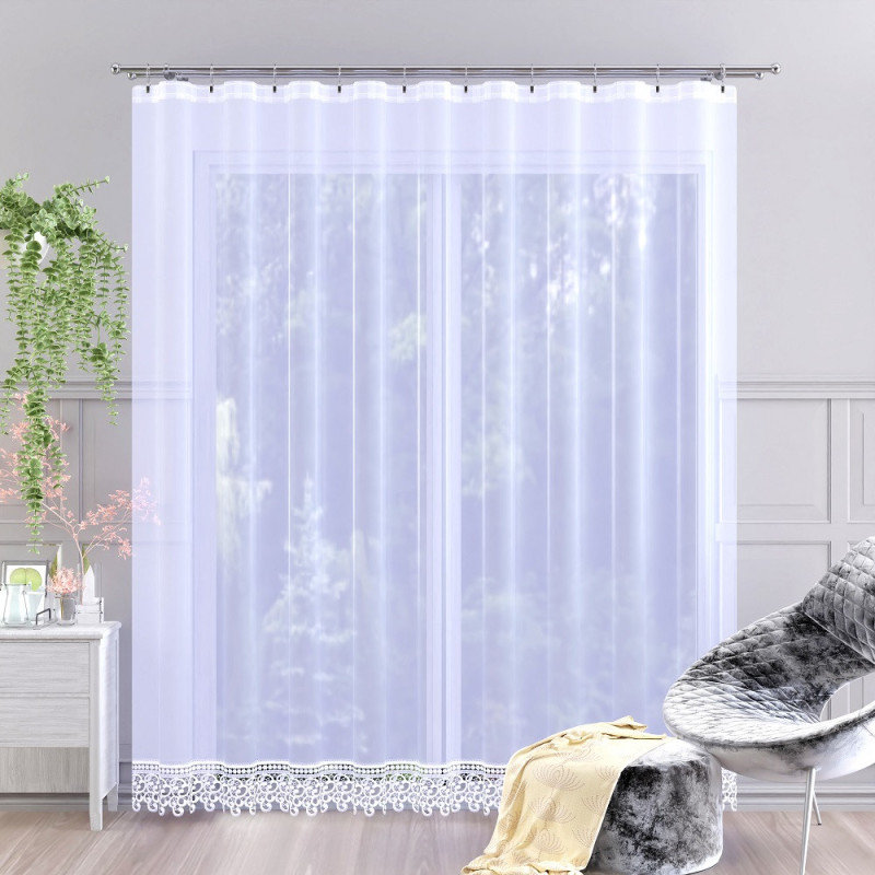 Firanka woal gotowa z gipiurą 150x250 cm biała