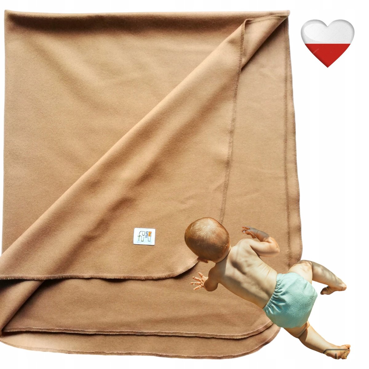 KOCYK PODKŁAD WEŁNIANY CAMEL 100x80 Kocyki NappiMe