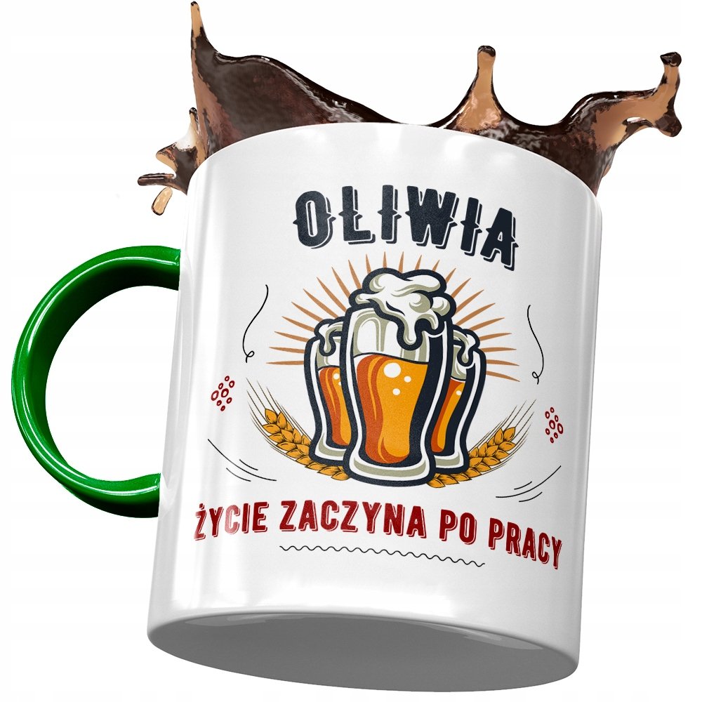 Kubek Zielony Dla Oliwii Koleżanki Przyjaciółki z Nadrukiem ze Zdjęciem+ Opakowanie na prezent (wzór 01)