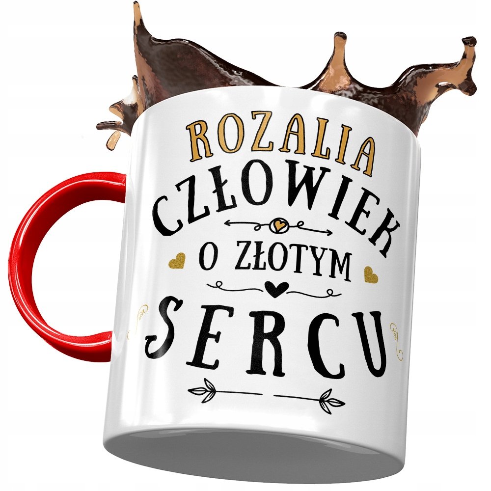 Kubek Czerwony Dla Rozalii Koleżanki Prezent z Nadrukiem ze Zdjęciem+ Opakowanie na prezent (wzór 01)