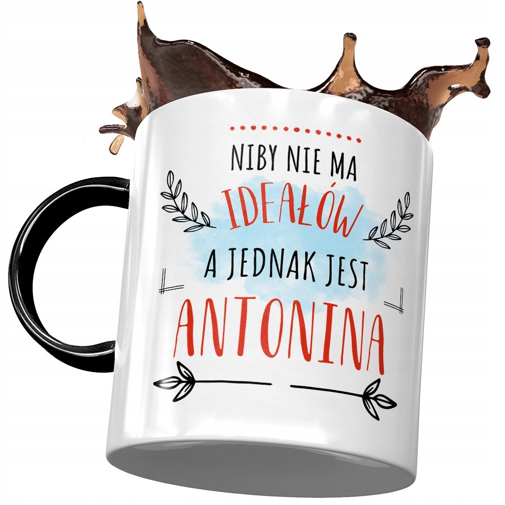 Kubek Czarny Dla Antoniny Dziewczyny na Prezent z Nadrukiem ze Zdjęciem+ Opakowanie na prezent (wzór 01)