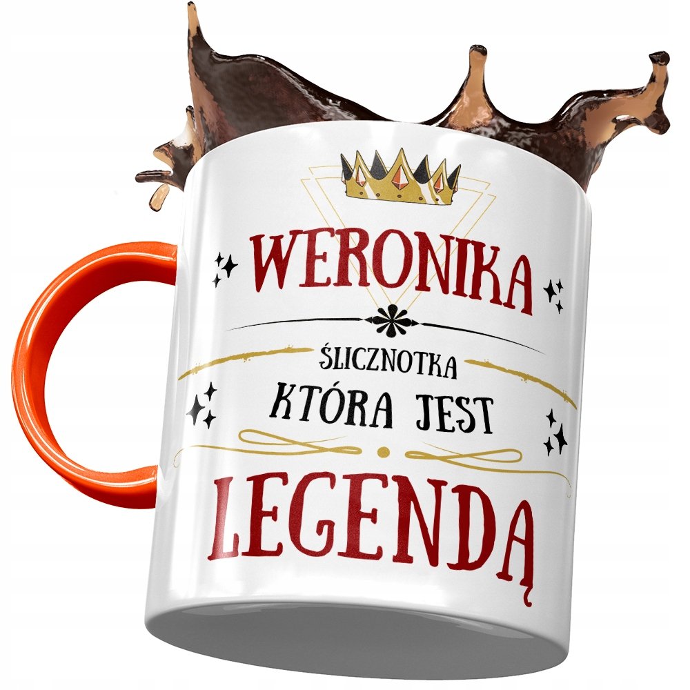 Kubek Pomarańczowy Dla Weroniki Siostry Prezent z Nadrukiem ze Zdjęciem+ Opakowanie na prezent (wzór 01)
