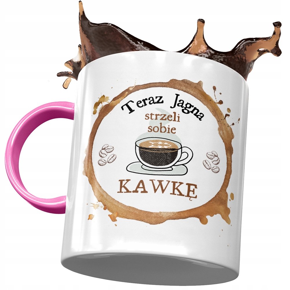 Kubek Różowy Dla Jagny Koleżanki Żony na Prezent z Nadrukiem ze Zdjęciem+ Opakowanie na prezent (wzór 01)