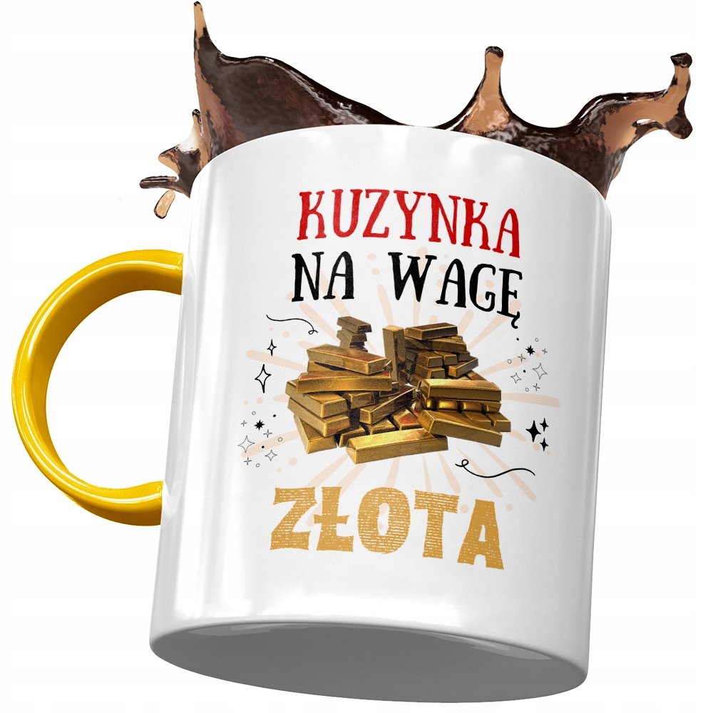 Kubek Żółty Dla Kuzynki na Urodziny na Prezent z Nadrukiem ze Zdjęciem + Opakowanie na prezent (wzór 02)