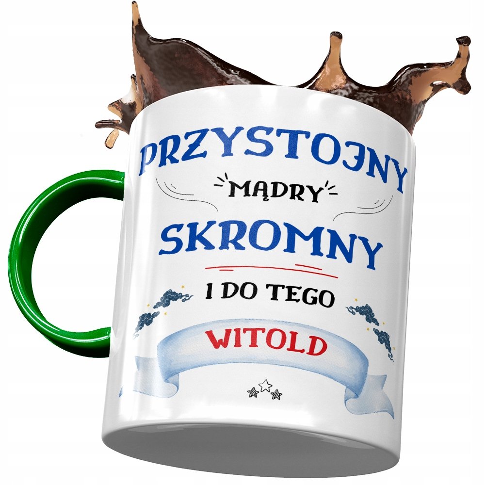 Kubek Zielony Dla Witolda Kolegi Męża na Prezent z Nadrukiem ze Zdjęciem + Opakowanie na prezent (wzór 02)