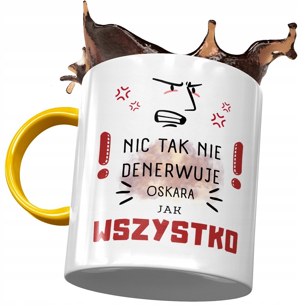 Kubek Żółty Dla Oskara Kolegi Męża syna na Prezent z Nadrukiem ze Zdjęciem + Opakowanie na prezent (wzór 02)