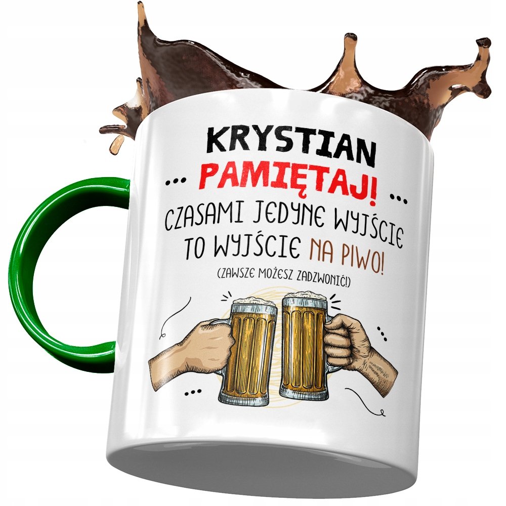 Kubek Zielony dla Krystiana Kolegi Męża Prezent z Nadrukiem ze Zdjęciem + Opakowanie na prezent (wzór 02)