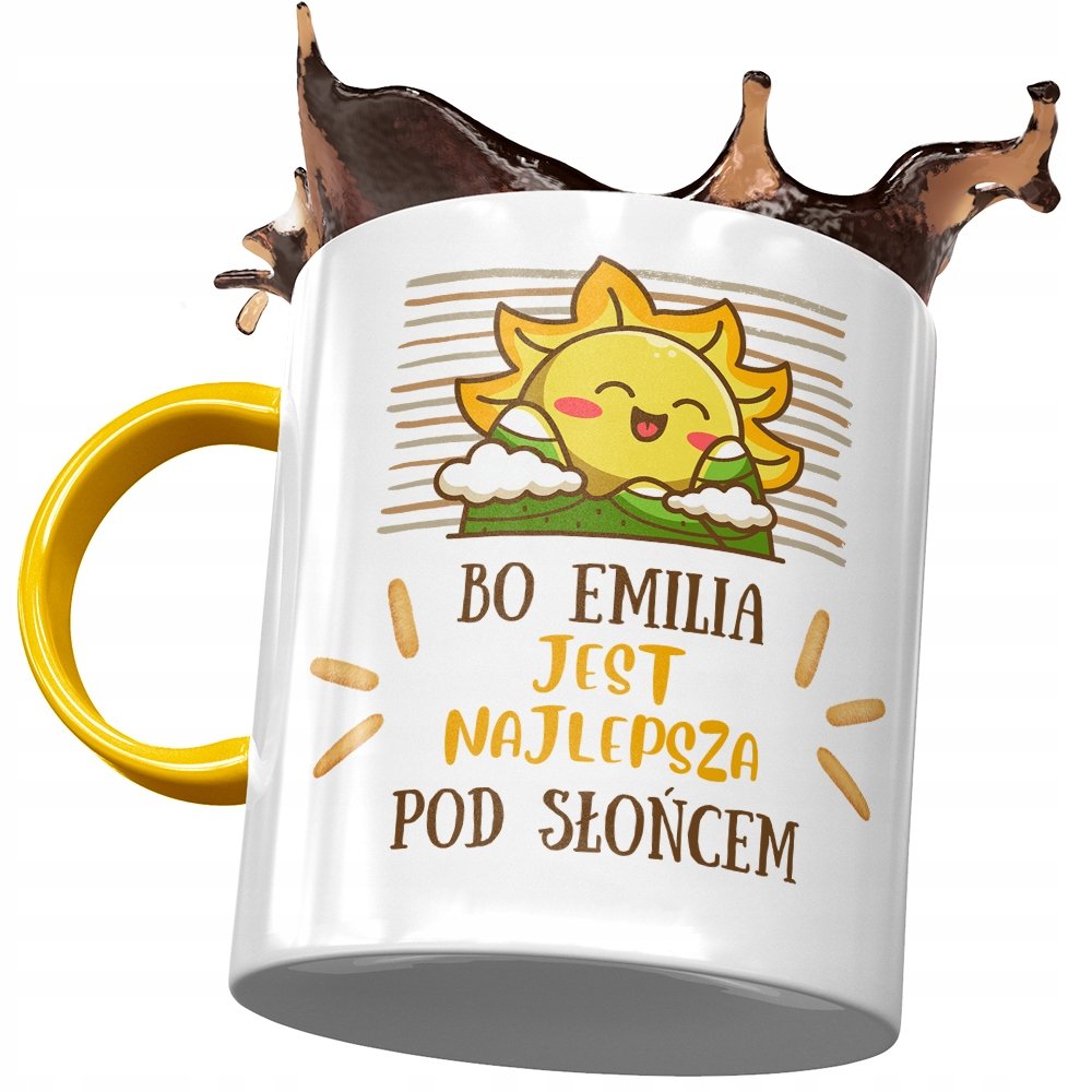 Kubek Żółty Dla Emilii Koleżanki Żony Prezent z Nadrukiem ze Zdjęciem+ Opakowanie na prezent (wzór 01)