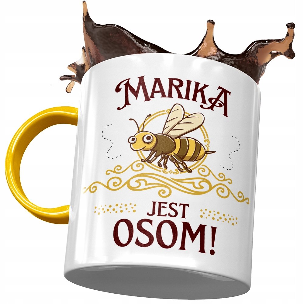 Kubek Żółty Dla Mariki Żony Przyjaciółki Prezent z Nadrukiem ze Zdjęciem + Opakowanie na prezent (wzór 02)