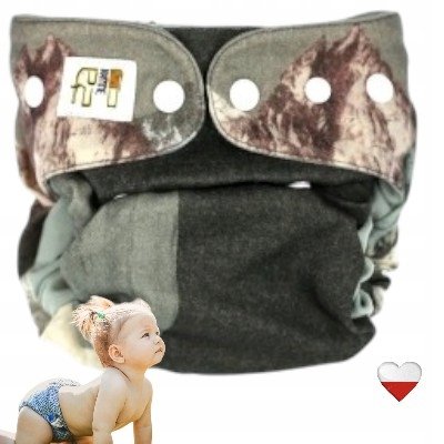 Pielucha Wełniana OTULACZ GÓRY Z ZIELONYM Pieluchy Wielorazowe NappiMe