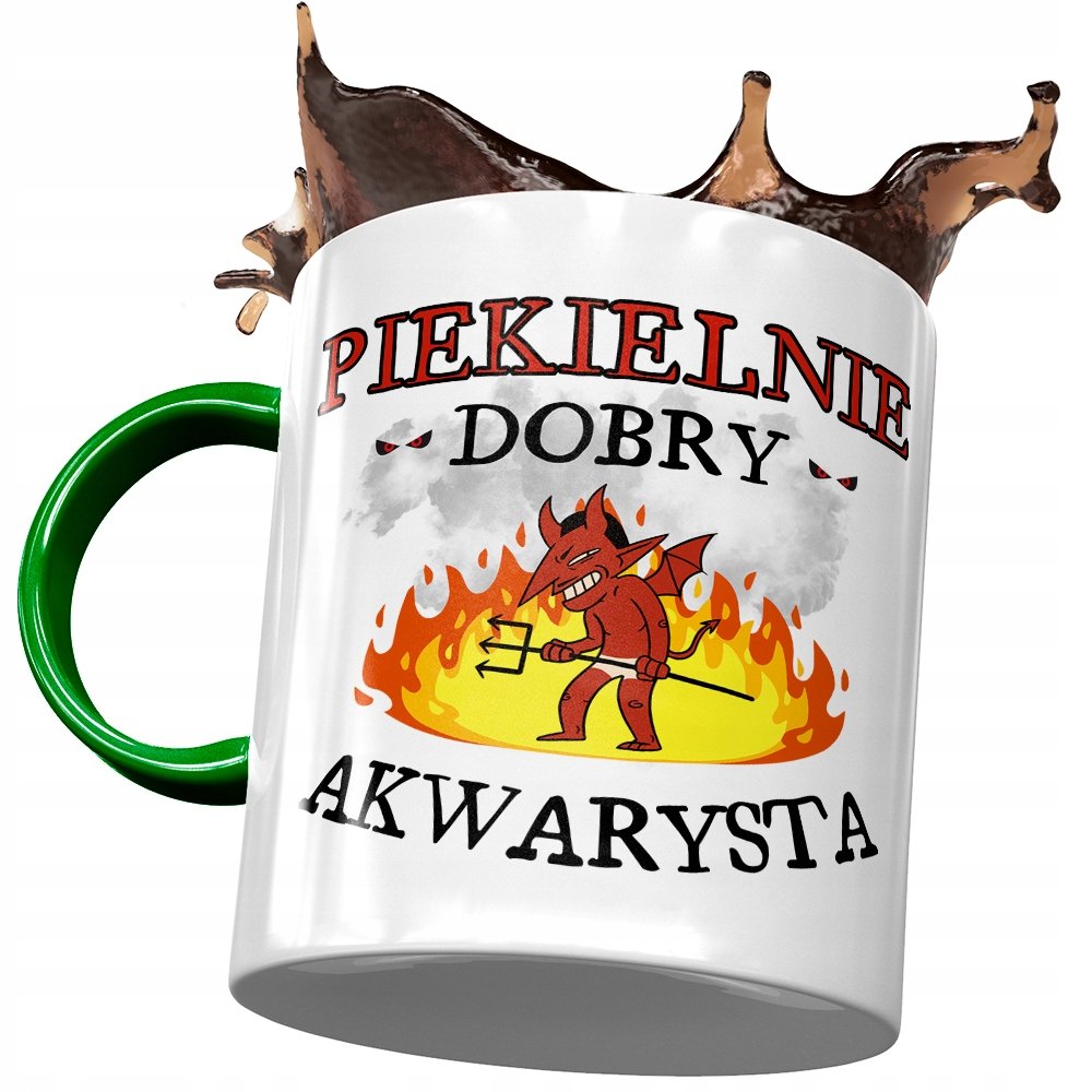 Kubek Zielony Akwarysty Piekielnie Dobry Akwarysta z Nadrukiem ze Zdjęciem + Opakowanie na prezent (wzór 03)