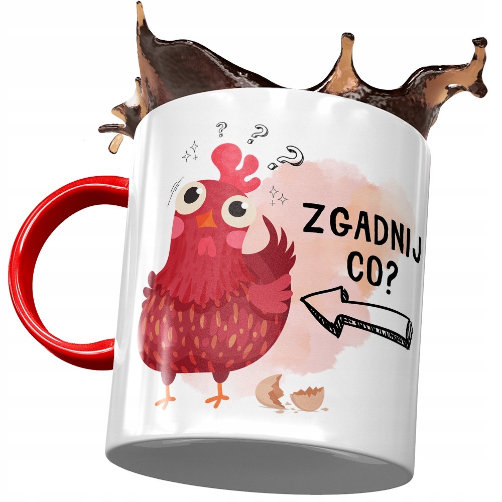 Kubek Czerwony Śmieszny Zgadnij Co? Prezent z Nadrukiem ze Zdjęciem + Opakowanie na prezent (wzór 02)