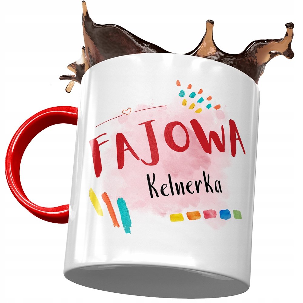 Kubek Czerwony Dla Kelnerki Fajowa Kelnerka Kubek z Nadrukiem ze Zdjęciem + Opakowanie na prezent (wzór 04)