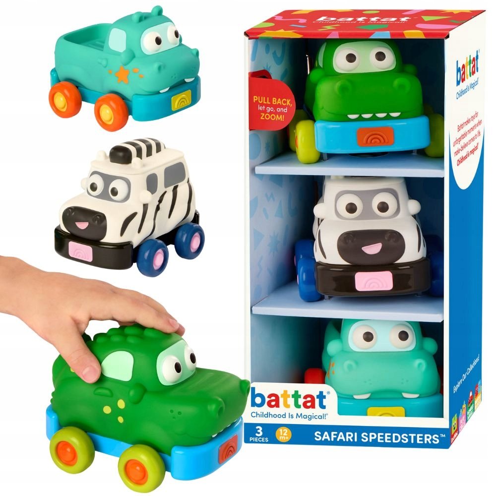Zestaw 3 autek sensorycznych z napędem Batatt - Safari Speedsters