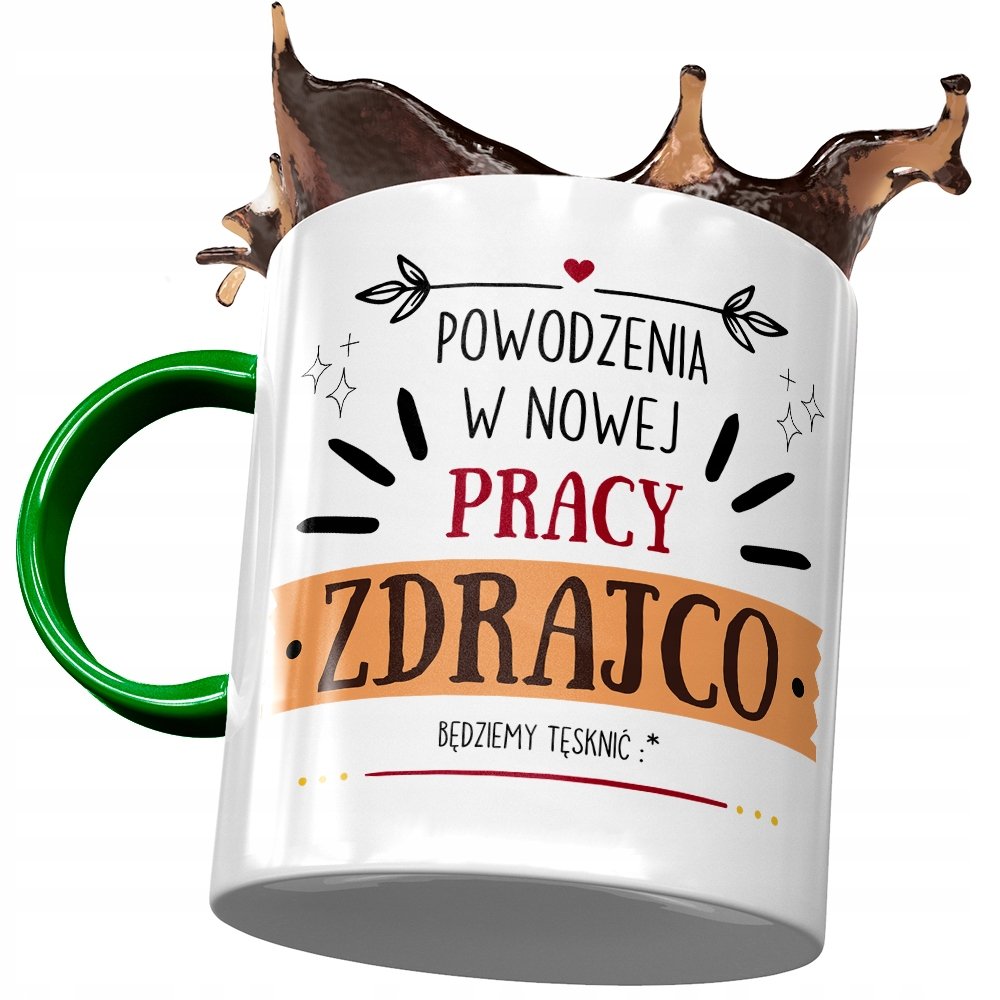 Kubek Zielony na Pożegnanie z Pracy Na Prezent z Nadrukiem ze Zdjęciem+ Opakowanie na prezent (wzór 01)