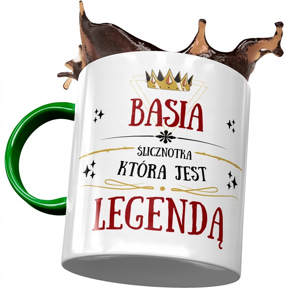 Kubek Zielony Dla Basi Koleżanki Żony Prezent z Nadrukiem ze Zdjęciem+ Opakowanie na prezent (wzór 01)