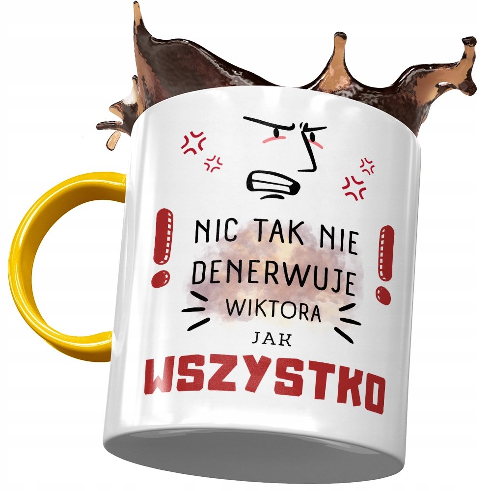 Kubek Żółty Dla Wiktora Kolegi Męża na Prezent z Nadrukiem ze Zdjęciem+ Opakowanie na prezent (wzór 01)