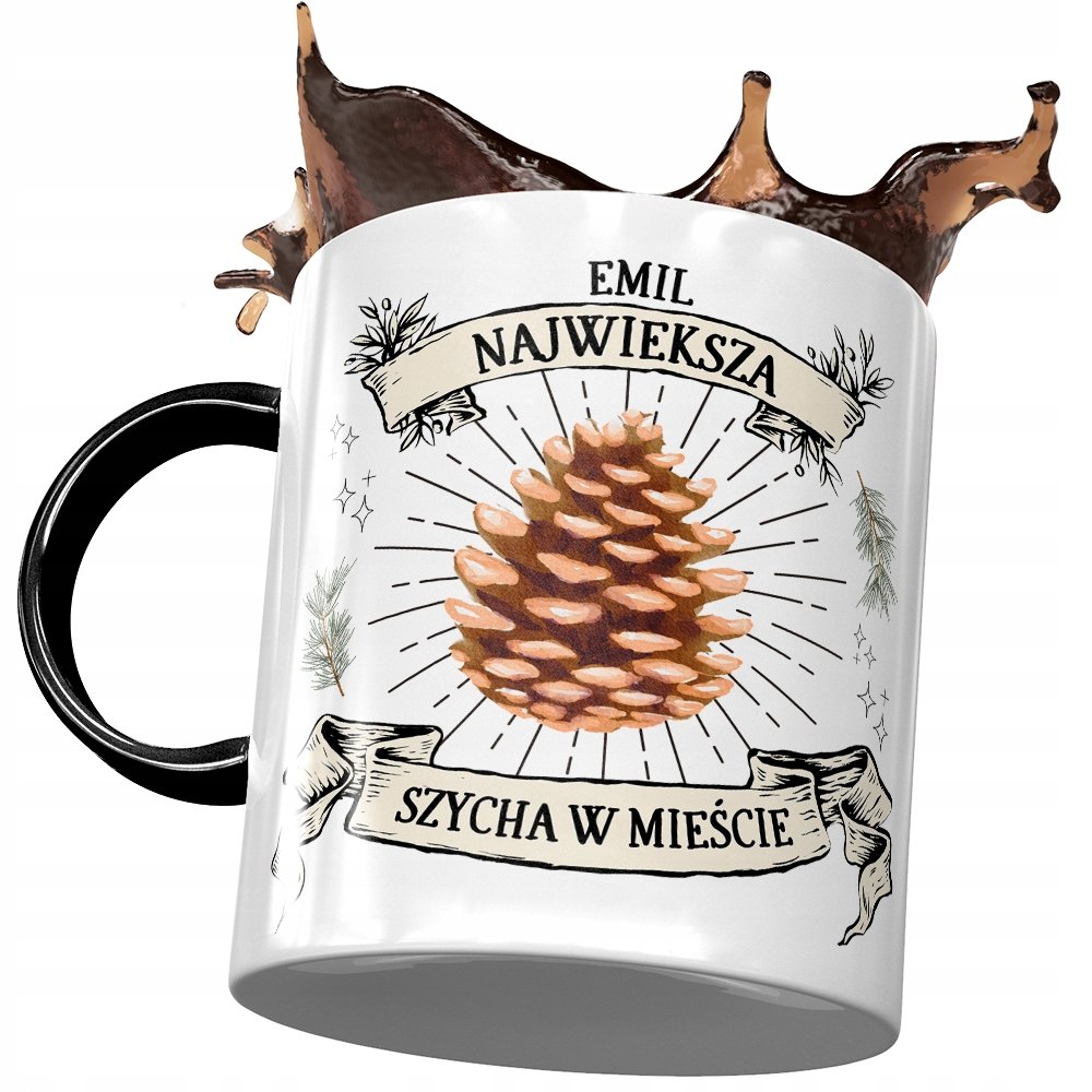 Kubek Czarny dla Emila Kolegi Prezent na Urodziny z Nadrukiem ze Zdjęciem+ Opakowanie na prezent (wzór 01)