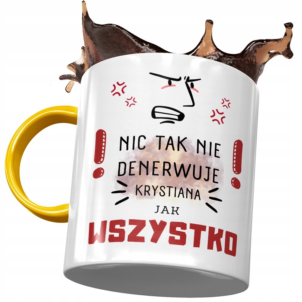 Kubek Żółty dla Krystiana Kolegi Męża Prezent z Nadrukiem ze Zdjęciem+ Opakowanie na prezent (wzór 01)