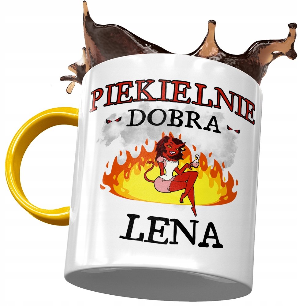 Kubek Żółty Dla Leny Koleżanki Przyjaciółki Żony z Nadrukiem ze Zdjęciem+ Opakowanie na prezent (wzór 01)