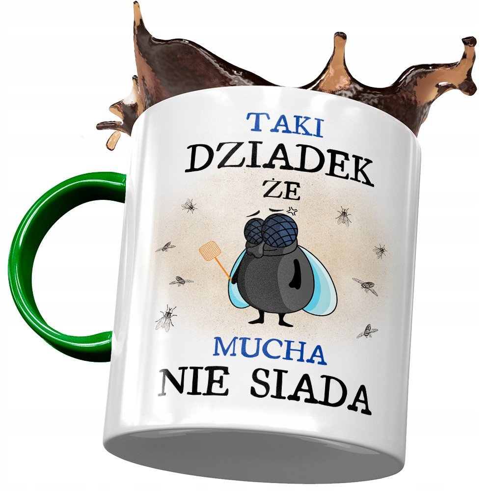 Kubek Zielony Dziadka Dzień Dziadka Prezent z Nadrukiem ze Zdjęciem+ Opakowanie na prezent (wzór 01)