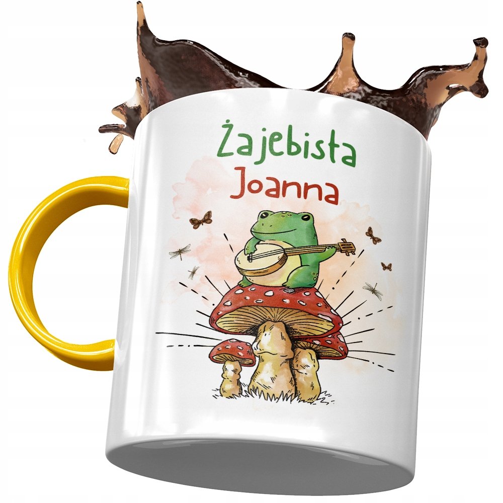 Kubek Żółty Dla Joanny Asi Koleżanki na Prezent z Nadrukiem ze Zdjęciem+ Opakowanie na prezent (wzór 01)
