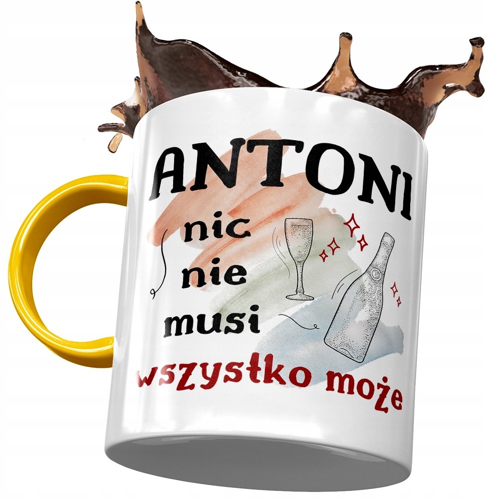 Kubek Żółty dla Antoniego Antka Kolegi Prezent z Nadrukiem ze Zdjęciem+ Opakowanie na prezent (wzór 01)