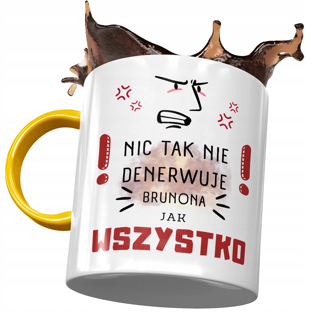 Kubek Żółty Dla Brunona Kolegi Męża na Prezent z Nadrukiem ze Zdjęciem + Opakowanie na prezent (wzór 02)