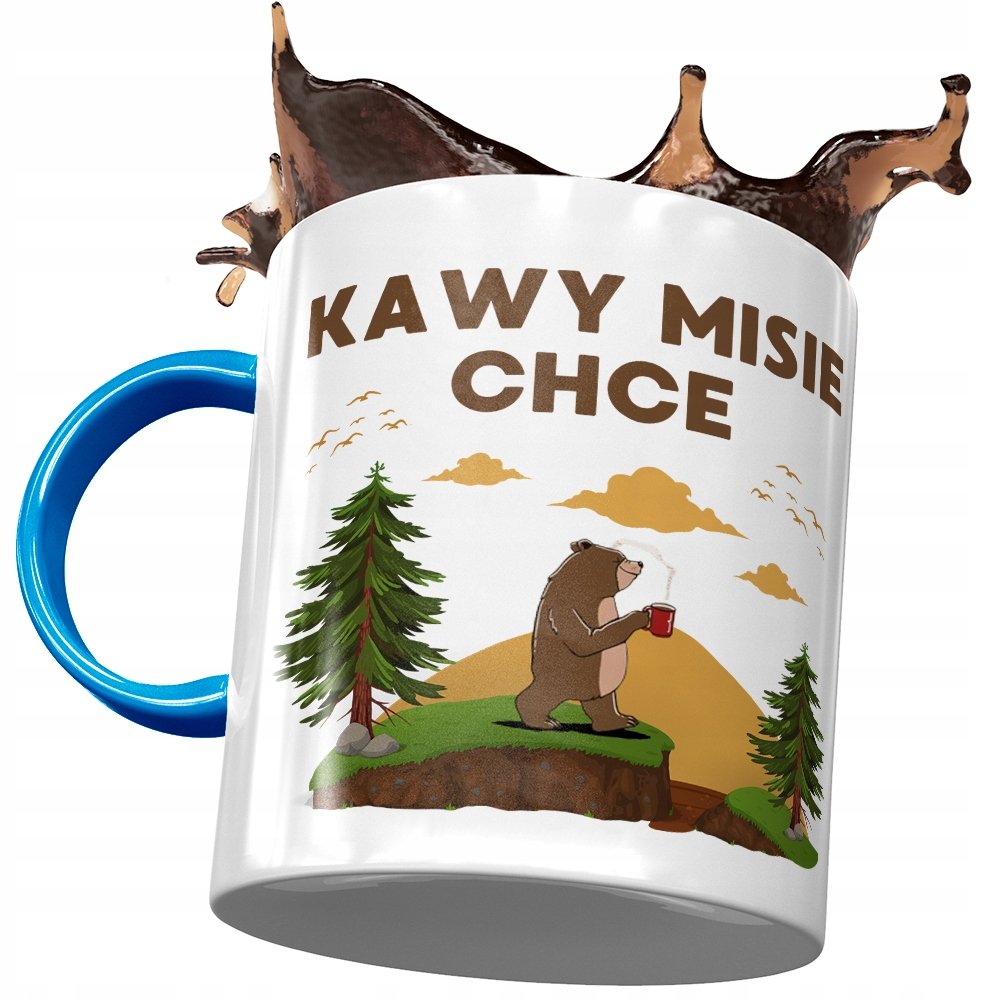 Kubek Błękitny Śmieszny Kawy Misie Chce Prezent z Nadrukiem ze Zdjęciem + Opakowanie na prezent (wzór 02)