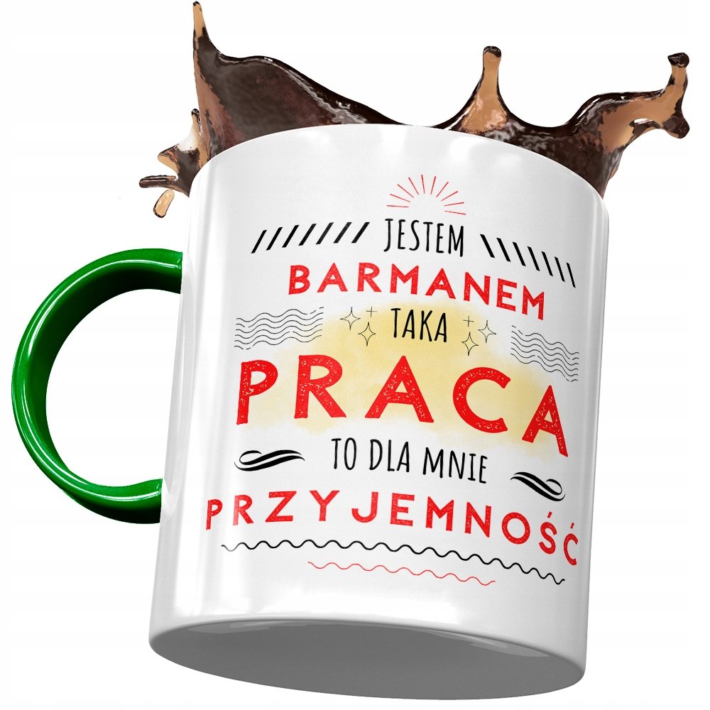 Kubek Zielony Dla Barmana Jestem Barmanem z Nadrukiem ze Zdjęciem + Opakowanie na prezent (wzór 02)
