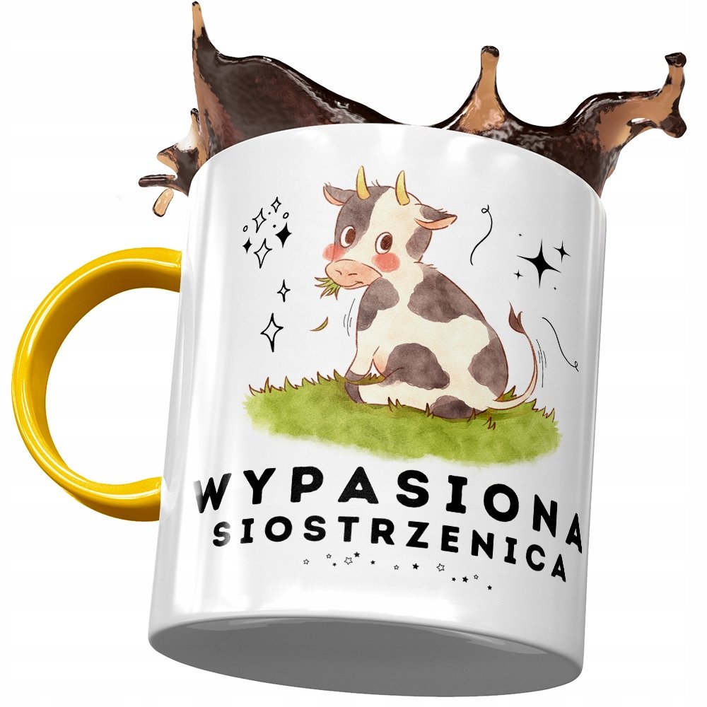 Kubek Żółty Dla Siostrzenicy na Urodziny Prezent z Nadrukiem ze Zdjęciem + Opakowanie na prezent (wzór 02)