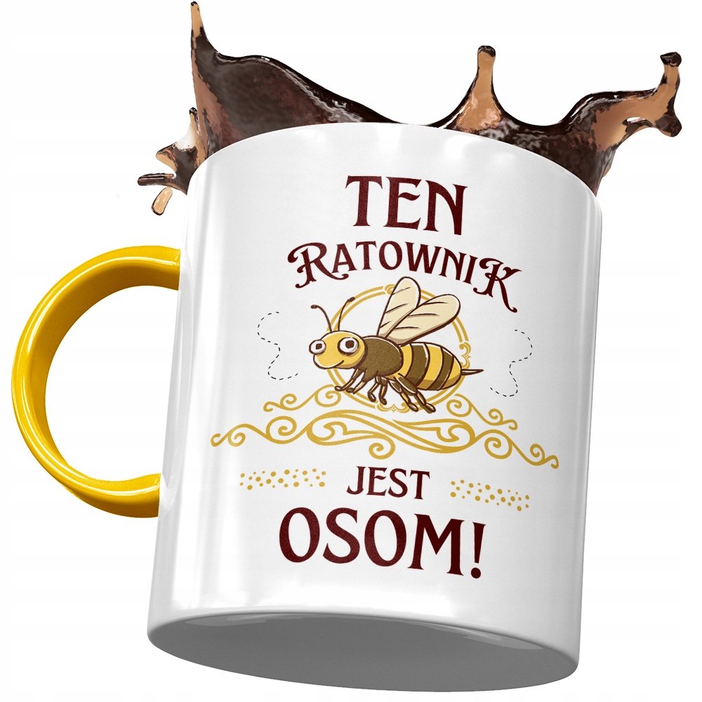 Kubek Żółty Dla Ratownika Ten Ratownik Jest Osom! z Nadrukiem ze Zdjęciem + Opakowanie na prezent (wzór 04)