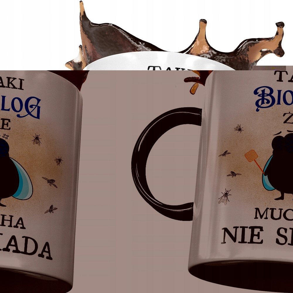 Kubek Czarny Dla Biologa Taki że Mucha nie Siada z Nadrukiem ze Zdjęciem + Opakowanie na prezent (wzór 02)