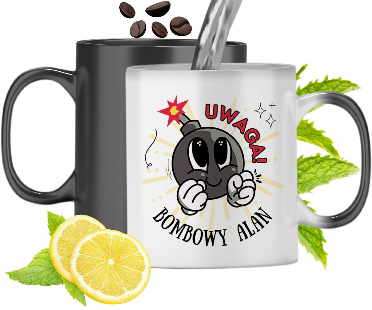 KUBEK MAGICZNY DLA ALANA CZARNY ZMIENIAJĄCY KOLOR z Nadrukiem ze Zdjęciem + Opakowanie na prezent (wzór 02)