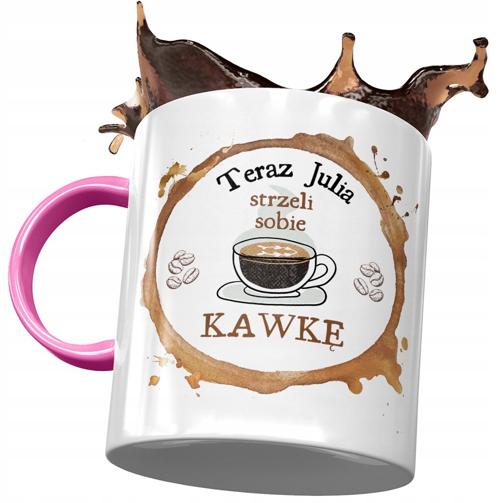 Kubek Różowy dla Julii Julki Koleżanki Żony z Nadrukiem ze Zdjęciem + Opakowanie na prezent (wzór 04)