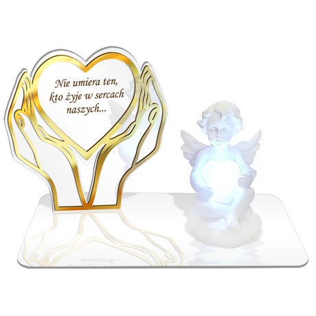 ZNICZ LED GRÓB Dziecka Córki Syna ANIOŁEK PODSTAWKA NA CMENTARZ BIAŁY ANIOŁ