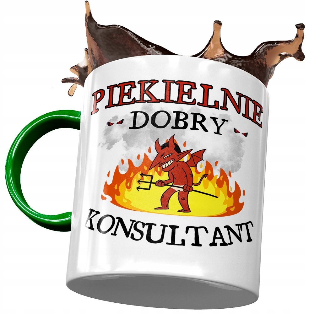 Kubek Zielony Dla Konsultanta Piekielnie Dobry z Nadrukiem ze Zdjęciem+ Opakowanie na prezent (wzór 01)