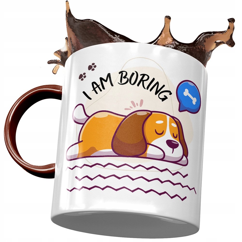 Kubek Bordowy z Pieskiem Psem Słodki na Prezent z Nadrukiem ze Zdjęciem+ Opakowanie na prezent (wzór 01)