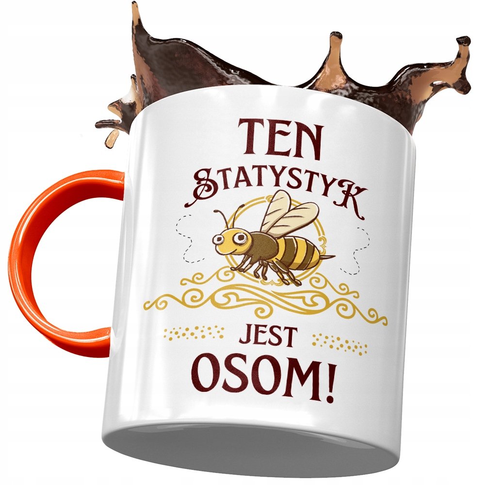 Kubek Pomarańczowy dla Statystyka Jest Osom! z Nadrukiem ze Zdjęciem+ Opakowanie na prezent (wzór 01)