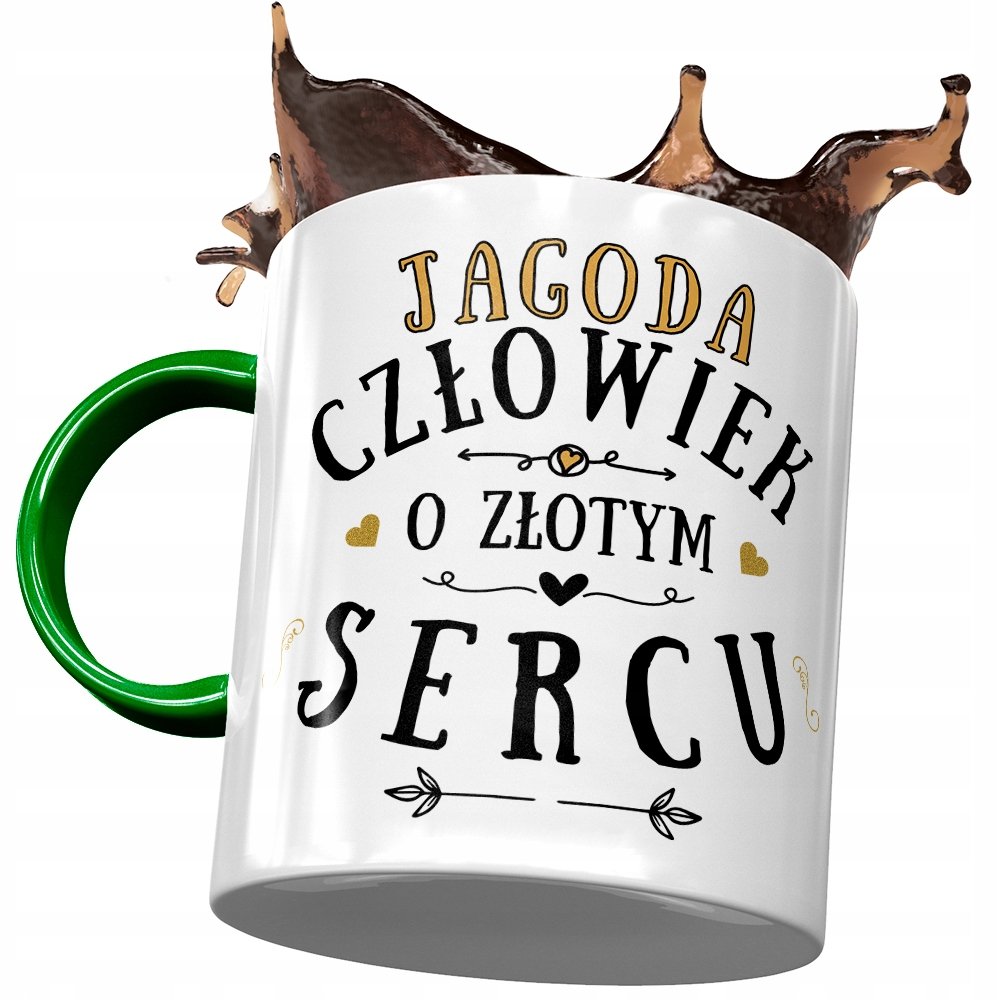 Kubek Zielony Dla Jagody Żony Przyjaciółki Prezent z Nadrukiem ze Zdjęciem+ Opakowanie na prezent (wzór 01)