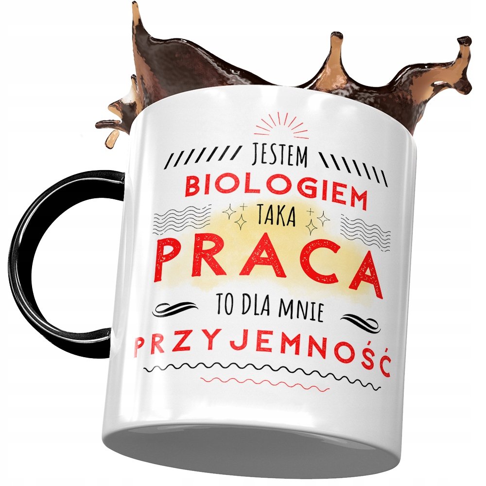 Kubek Czarny Dla Biologa Taka Praca to Przyjemność z Nadrukiem ze Zdjęciem+ Opakowanie na prezent (wzór 01)