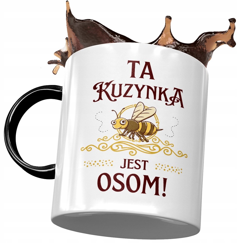 Kubek Czarny Dla Kuzynki na Urodziny na Prezent z Nadrukiem ze Zdjęciem+ Opakowanie na prezent (wzór 01)