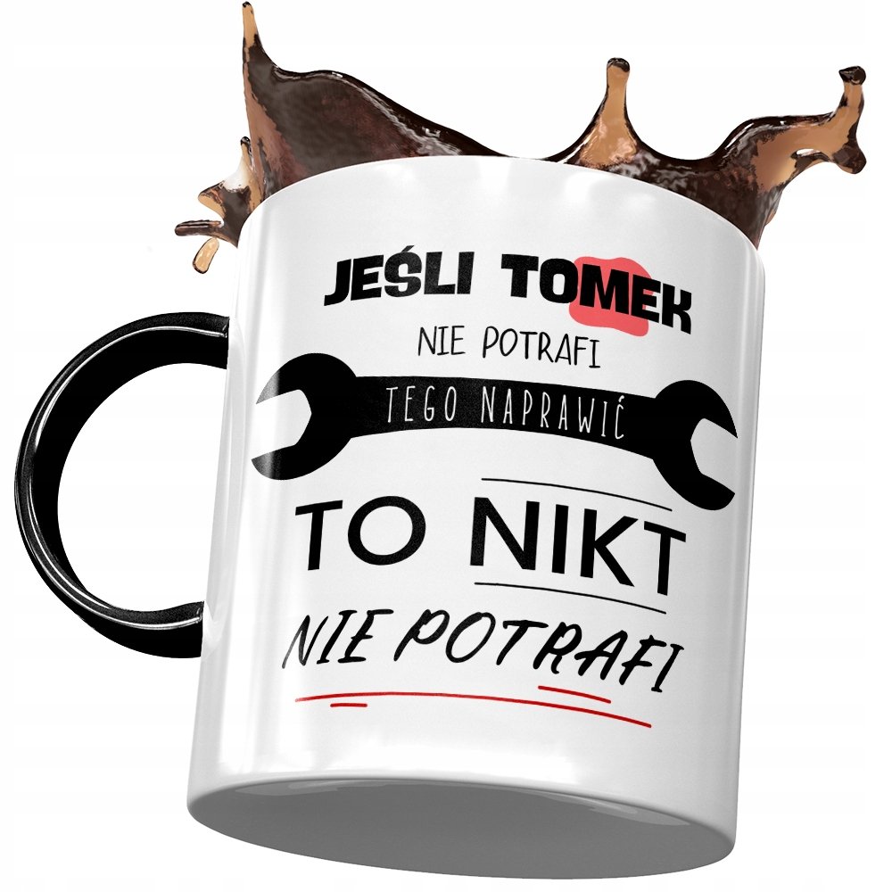 Kubek Czarny Dla Tomka Kolegi Męża na Prezent z Nadrukiem ze Zdjęciem + Opakowanie na prezent (wzór 02)