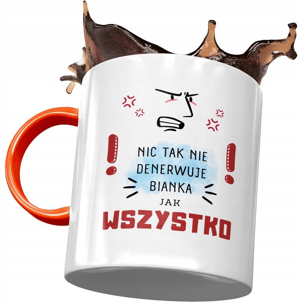 Kubek Pomarańczowy Dla Bianki Żony Przyjaciółki z Nadrukiem ze Zdjęciem + Opakowanie na prezent (wzór 02)